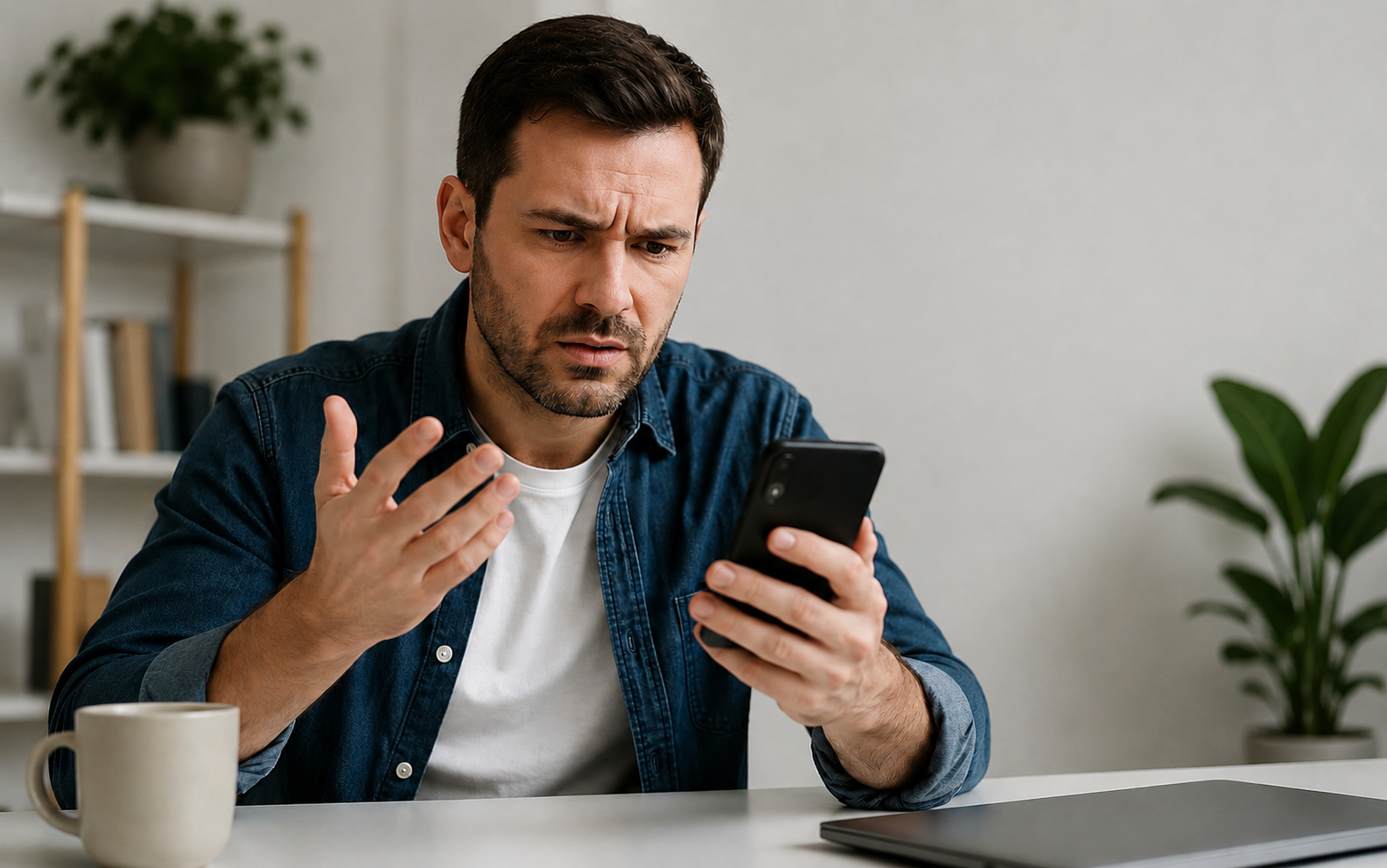 Man troubleshooting a phone